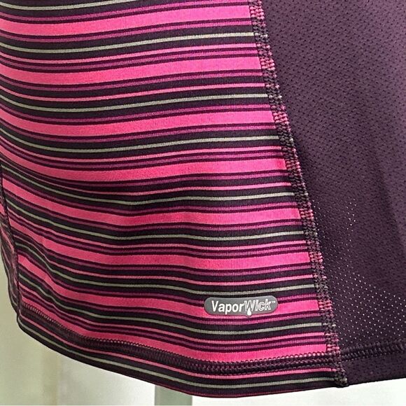 The North Face Top Women’s Large Pink Strips Vapor Wick Short Sleeve Scoop Neck - Picture 7 of 11